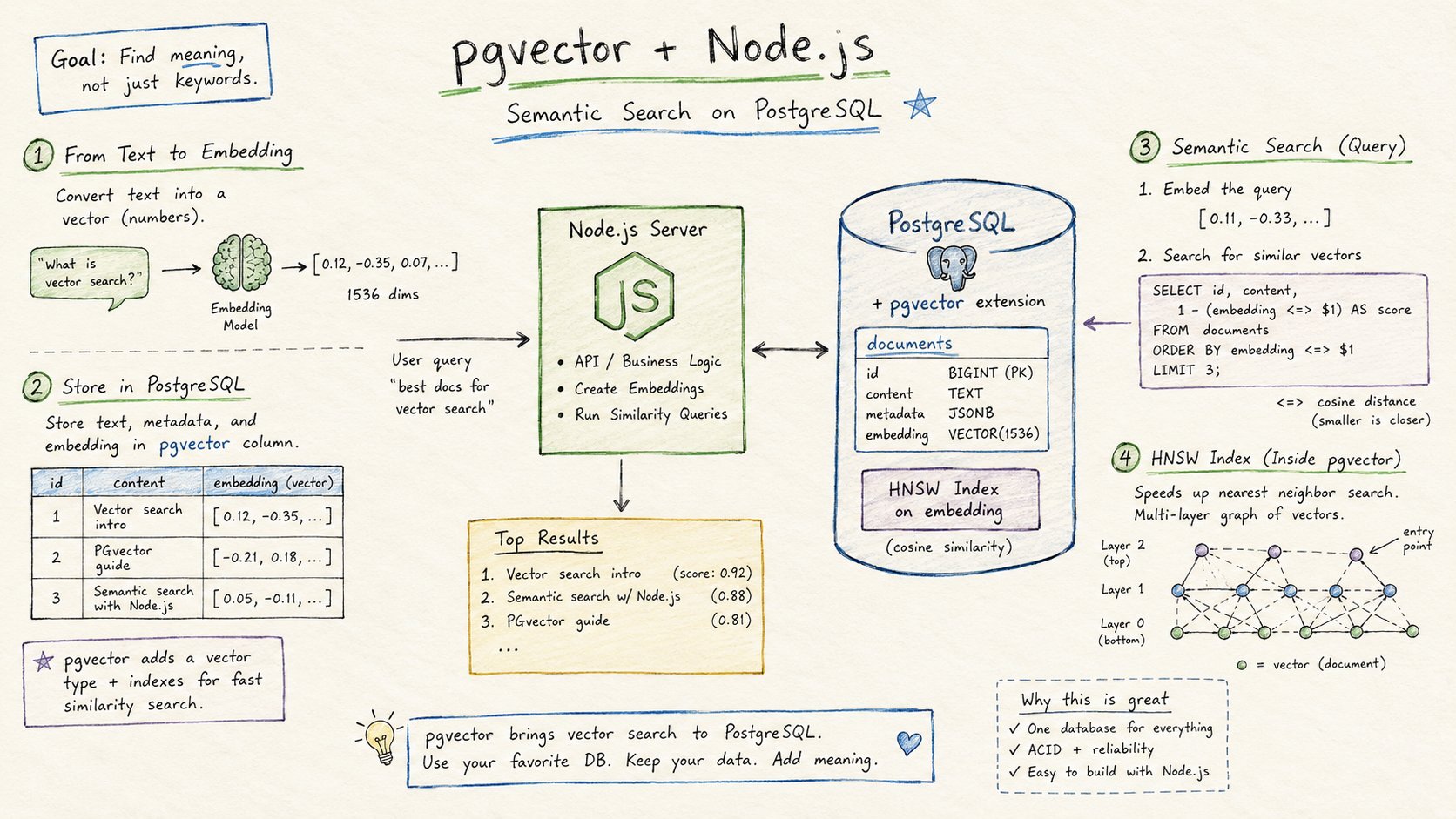 pgvector with Node.js: Build Semantic Search on PostgreSQL